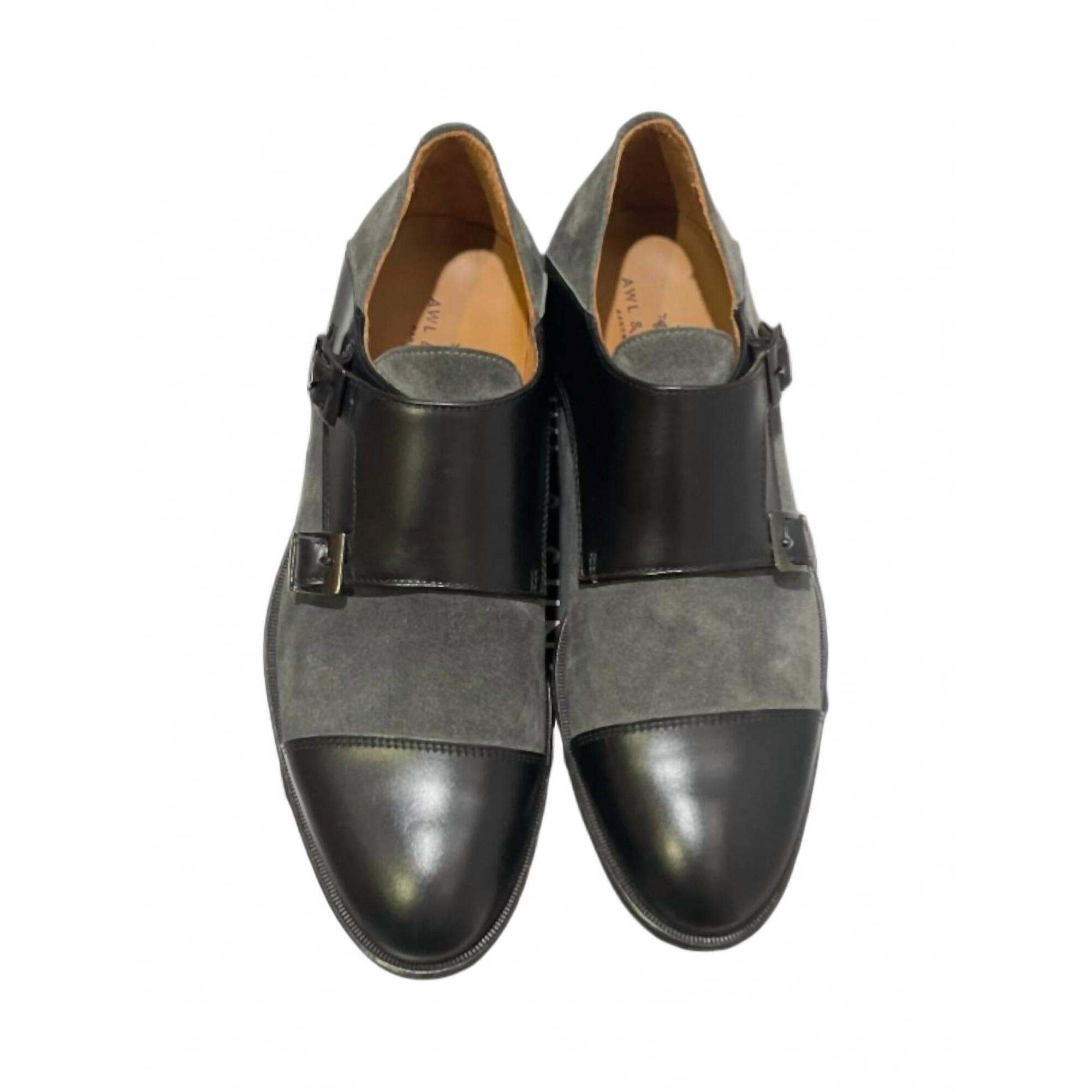 New Awl & Sundry Men's Leather & Suede Slip On Shoes In Black/Grey